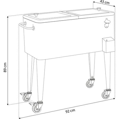 AXI Retro Cooler Wit - Koeler met wielen - 76L inhoud - Koelbox met aftapkraan