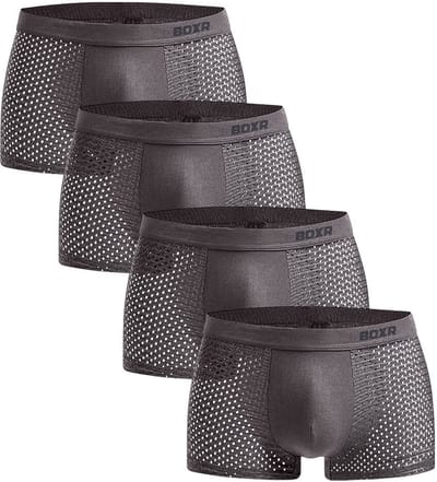 BOXR Boxershort Heren 4 Pack - Bamboe Ondergoed Heren - Duurzaam & Ademend - Zijdezacht - Perfecte Pasvorm - Heren Ondergoed - Onderbroeken Heren - Ideaal voor Dagelijks Gebruik & Sport - Maat S