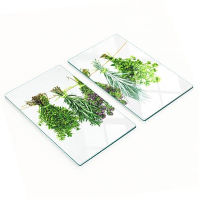 Decoratieve glazen snijplanken voor in de keuken met kruidenkoord 2x30x52 cm