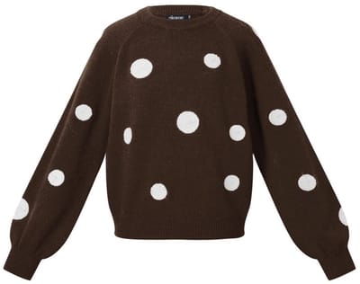 Gebreide Trui Polka dots | Bruin met witte stippen | YW Yehwang | L/XL
