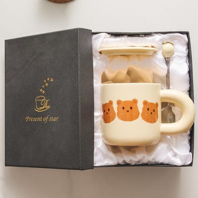 Beer Keramische Mok Schattige Cartoon Creatief Hoog Uitziende Huishoudelijke Koffie Koppels Ontbijt Kop Cadeau 401-500ml