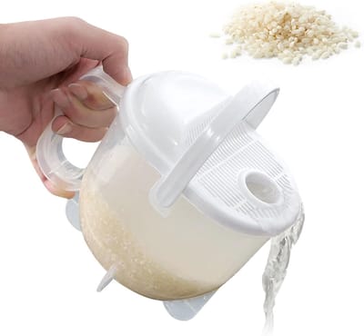 Afdruiprek - Afdruipmand -Rijstwasbak - Rijstwasmand – Fijnmazig – Spoelt Rijst zonder Morsen – Comfortabele Handgreep – Keukenhulp – Wit