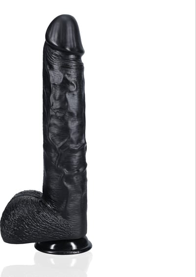 Extra Grote Realistische Dildo met Ballen 35 x 6.3 CM - Grote Zwarte Dildo - Extreem Grote Zwarte Dildo