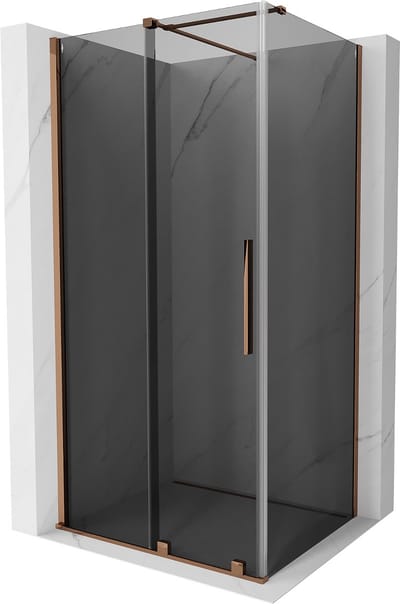 Mexen Velar schuifdouchecabine 90 x 70 , grafiet, roze goud - 871-090-070-41-60