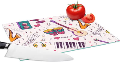 Glazen Snijplank - 28x20 - Muziek - Instrumenten - Quotes - Snijplanken Glas