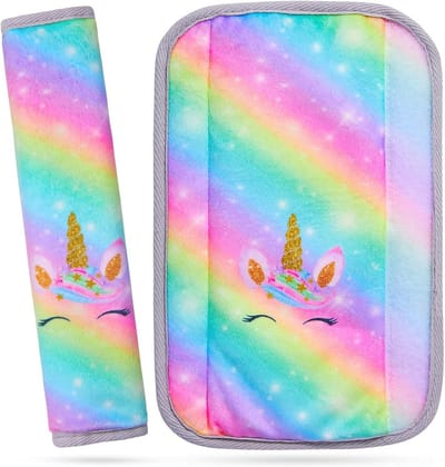 Veiligheidsgordelpads voor Kinderen - Zachte Unicorn Schouderkussens 2-Pack