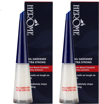 Herome 2-Pack Nagelverharder Extra Sterk en Base Coat - Nail Hardener Extra Strong - voor Zwakke en Gevoelige Nagels - 2x10ml