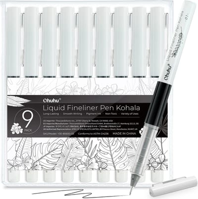 Ohuhu - Kohala - Fineliner drawing pen - zwart – set van 9