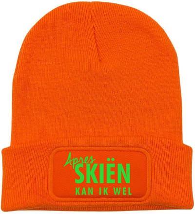 Après skiën kan ik wel wintermuts oranje | fluor groen - soBAD. | Unisex | Après ski verkleedkleren | Unisex | met grappige tekst | Beanie