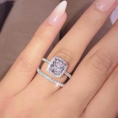 Huitan Nouveaux Ensembles de Mariée Tendance Alliances pour Femmes 2 Pièces Luxe Zircone Cubique Alliances de Fiançailles Bagues Bijoux Design de Mode 7 brown