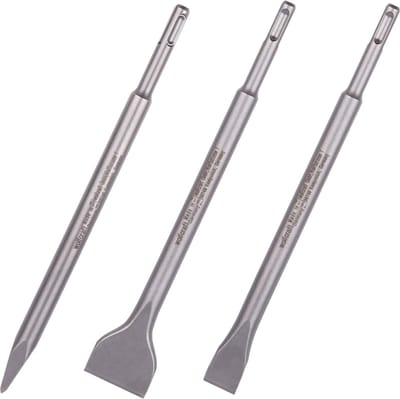 wolfcraft - Beitelset met SDS plus - 3-delig - Platbeitel - Puntbeitel - Tegelbeitel - 7914000