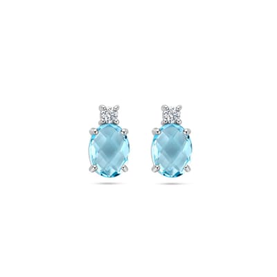 Zilver Gerhodineerd Oorknoppen Blauw Topaas En Zirkonia 10,5 Mm 1336966