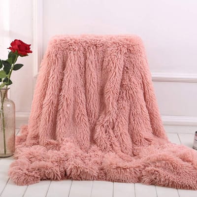 Zachte perzikbeige deken voor meisjes - Perfect voor banken, banken en tapijten - Warme, gezellige en ultrazachte spreien of autohoezen - Gemaakt van pluche, imitatiebont en microvezel polyester - 51 x 63 inch