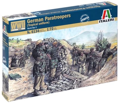 Italeri Modelbouwpakket Diorama - 6134 Duitse Paratroopers in Tropical Uniform WWII - 48 Figuren Plastic - 1:72 - Modelbouw