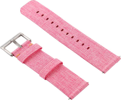 By Qubix - Compatible Fitbit bandje - Canvas nylon bandje geschikt voor Fitbit Versa 1 / 2 & Lite - Roze Smartwatchbandje bandje Armband Polsband Strap Band Watchband