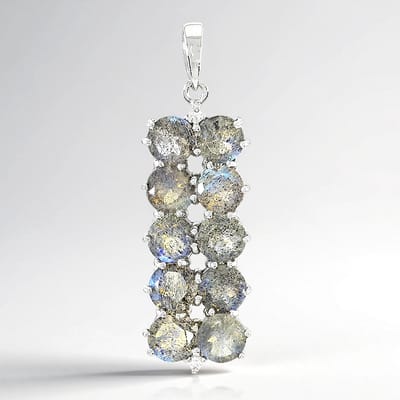 Cavill - Zilveren Hanger - 925 Sterling Zilver - 10 Spectroliet Edelstenen 4,43 ct & 2 Zirkonen 0,049 ct - Rond Geslepen - Elegant Design