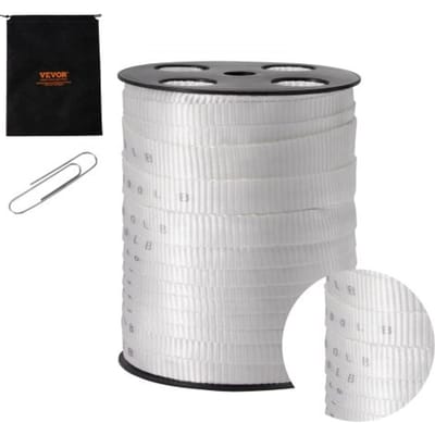 VEVOR Polyester trekband, 80,8 m x 1,9 cm, trekvermogen 1134 kgf, bedrukte band voor het trekken van kabels voor verpakkingen, tuinieren, commerciële elektriciteit, leidingwerk, wit