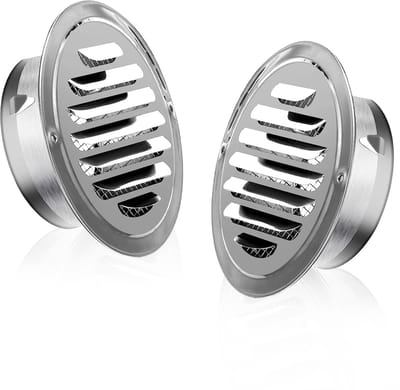 Ynkkvre - ventilatierooster - 2 stuks ronde 100 mm roosters – RVS weerbestendig afvoerrooster met insectengaas – voor keuken, kast, douchekamer