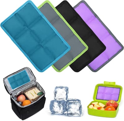 SnelShoppen - YEAMLTE 4 stuks Koelbatterijen Klein 15x10 cm - Flexibele Koelpads in 4 Kleuren van Zacht Polyester - Herbruikbare Mini Koelpacks voor L