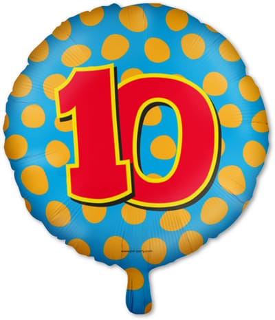 LUQ – Folie Ballon Happy Party 10 Jaar – Veelkleurig Design – Luxe Verjaardag Decor – Feest Versiering – Helium Ready