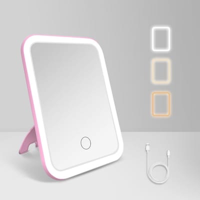 Dimbare Make-upspiegel met Touchfunctie – 3 Kleuren, Draagbaar en Oplaadbaar – Perfect voor Thuis en Reizen