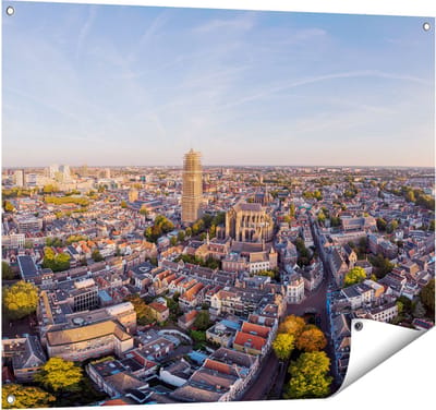 Gards Tuinposter Utrecht vanuit de Lucht - 100x80 cm - Tuindoek - Tuindecoratie - Wanddecoratie buiten - Tuinschilderij