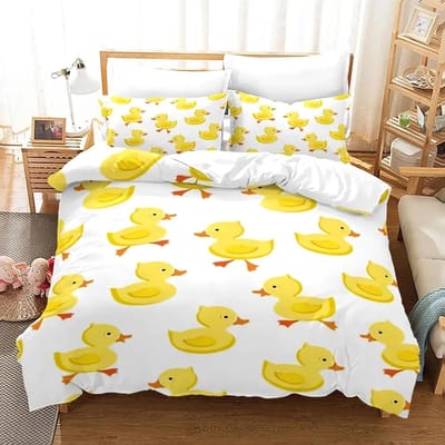 Gele Eend Beddengoed Collectie Enkel Tweepersoons Volledig Queen King Size Kleine Eend Bed Collectie Volwassenen Jongens Slaapkamer Dekbedovertrek Collecties 3D Print 015 EU Single 135x200cm