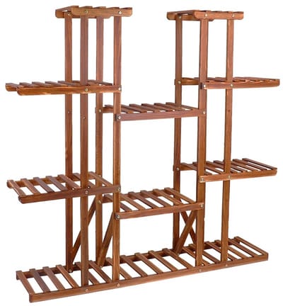 Geargalaxy Plantenstandaard - Plantenrek - Bloempotstandaard - Plantenzuil - Bloementafel - Plantendisplay - 116×25×115cm - Bruin