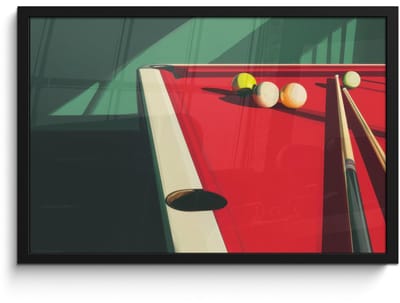 Poster in lijst - Fotolijst 60x40 cm - Posters - Biljarttafel - Ballen - Rood - Schaduw - Posterlijst zwart - Decoratie - Wanddecoratie woonkamer - Muurdecoratie slaapkamer - Kerstversiering - Kerstdecoratie voor binnen - Kerstmis
