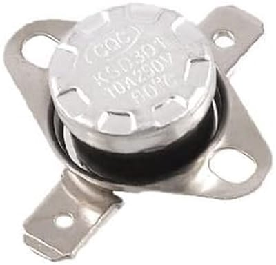 Temperatuur Schakelaar - Thermostaat NC - Apparaat Bescherming - 60 Graden Actief - 3.2 x 1.2 cm - Zwart Zilver