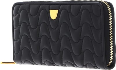COCCINELLE Leren Portemonnee Clivia Matelasse Zip Around Wallet Noir Zwart