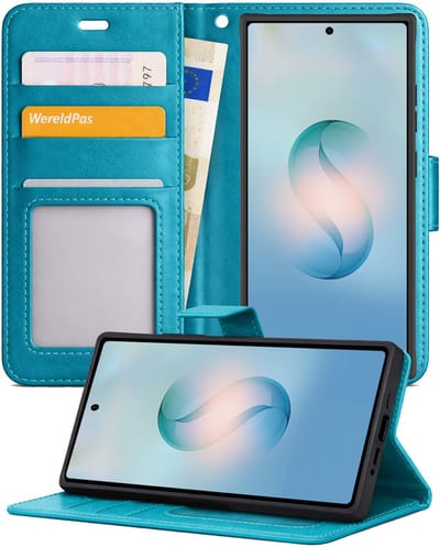 Hoesje - Geschikt voor Samsung Galaxy S26 Ultra - Luxe Bookcase - Walletcase Hoes - Portemonnee - Cover - Telefoonhoes - Turquoise