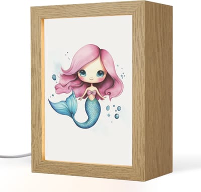Nachtlampje 15x20 cm - Kinder lampje - Zeemeermin - Roze - Luchtbellen - Tafellamp kinderkamer - Slaapkamer lamp - Bedlamp kinderen - Kinderlampje stopcontact - Wandlamp babykamer - Nachtlampjes