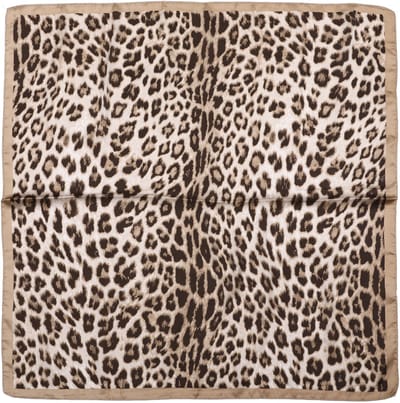 Vierkante Sjaal met Rijk All-Over Panterprintdessin (70x70cm) - Kaki