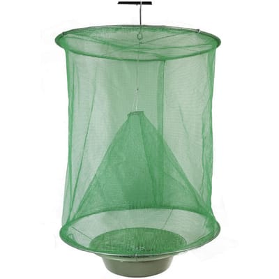 Herbruikbare hangende vliegenval boerderij vliegenvanger muggenkooi opvouwbaar insectenvalnet voor thuis en ranch groen