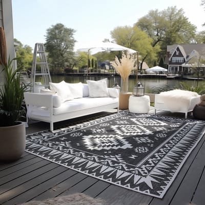 Flycarpets Elle Decoration - Binnen & Buitenkleed - Omkeerbaar - Gemini - Zwart - 120x170 cm