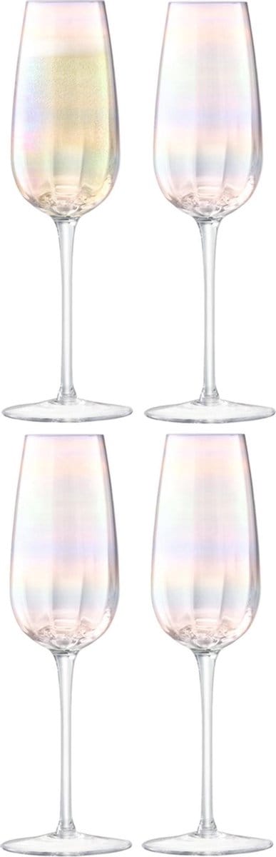 L.S.A. - Pearl Champagne Flute 250 ml Set van 4 Stuks - Glas - Transparant