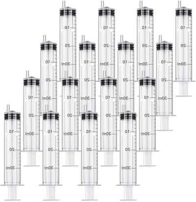16 stuks steriele spuiten met deksel - 30 ml kunststof spuit voor olie, remvloeistof en huisdiervoeding