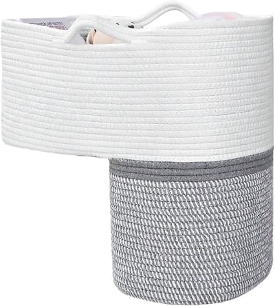 Trapmand - Opbergmand - Ruimte Besparen - Geweven Katoen - 40 cm - Grijs Wit