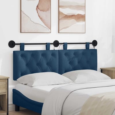 vidaXL - Hangend - hoofdbord - Met - LED-verlichting - Blauw - Stof