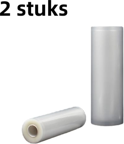2-delige vacuümzak voor voedsel (20 cm + 25 cm) vacuümrol - geschikt voor opslag en sous-vide koken - wit