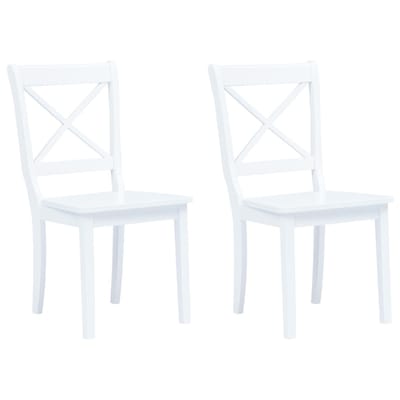 vidaXL - Eetkamerstoelen - 2 - st - massief - rubberwood - wit