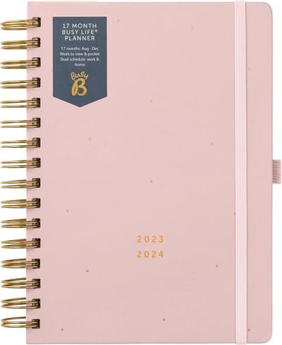 Hervormer A5 Weekplanner 17 Maanden (Aug 2023 - Dec 2024) met Dubbel Schema, Zak en Boodschappenlijstjes