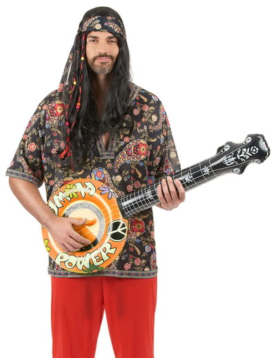 Opblaasbare banjo Hippie Flower power oranje