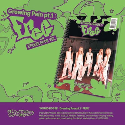 YOUNG POSSE - EP Growing Pain pt.1 : VRIJ (Stickerboek Ver.)PP 1PCS black