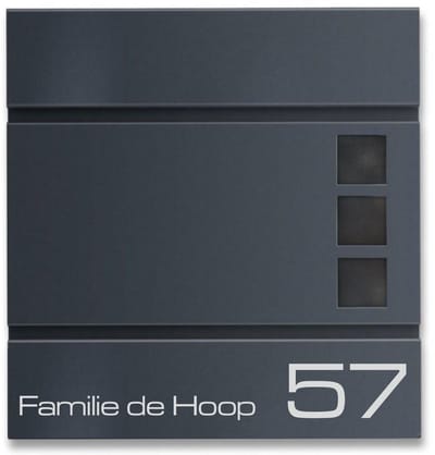 BR800 Brievenbus antraciet met naam en huisnummer 37x37x8.5cm