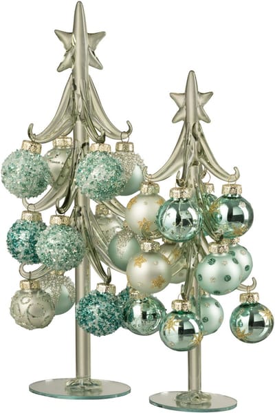 J-Line decoratie kerstboom + Ballen - glas - groen/blauw - large