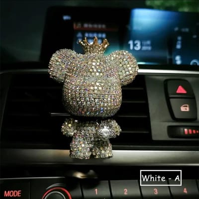 Strass Kristal Strik Beer Auto Hanger Spiegel Hangende Ornamenten Diamant Bling Auto Interieur Decoratie Dames Accessoires