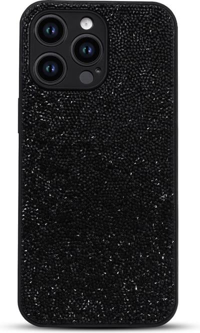 Casemania Hoesje Geschikt voor Apple iPhone 15 Pro - Zwart - Diamant Glitter Back Cover