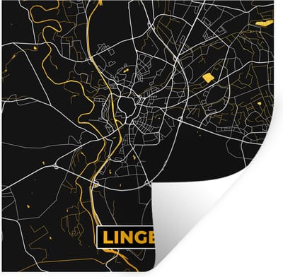 Muurstickers - Sticker Folie - Stadskaart – Plattegrond – Duitsland – Goud – Lingen – Kaart - 100x100 cm - Plakfolie - Muurstickers Kinderkamer - Zelfklevend Behang XXL - Zelfklevend behangpapier - Stickerfolie